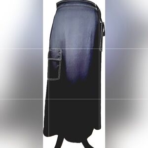 Vince Camuto Cargo Pocket Belted Midi Faux Wrap Skirt in Rich Black